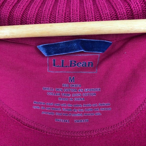 LL Bean Women's Size Medium Pink Mock Neck Button Front Long Sleeve Coat Cotton - Picture 7 of 7